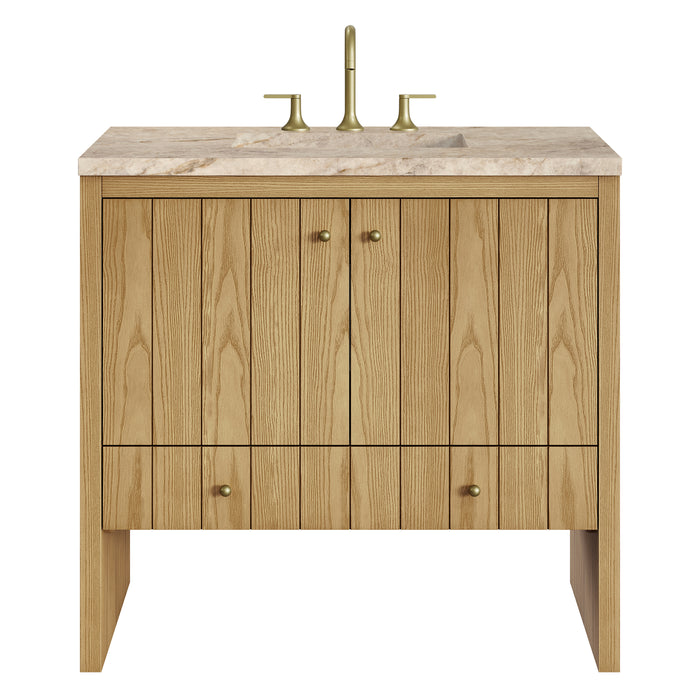 Hudson 36" Single Vanity, Light Natural Oak, w/ 3 CM Tajnar Eclos Top