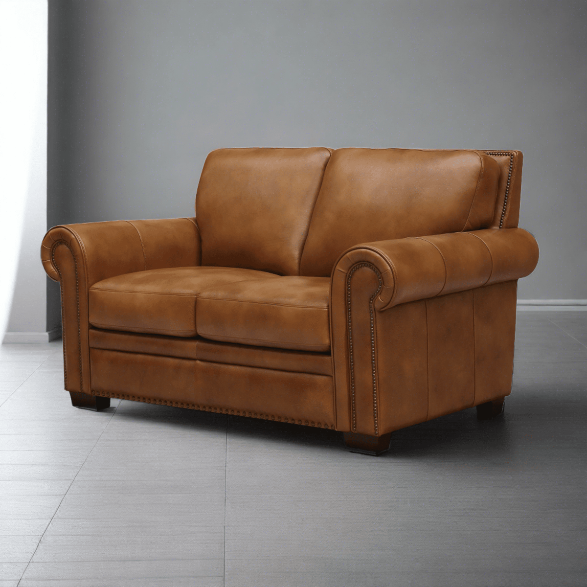 GTR Toulouse Brown Leather Loveseat — Archic Furniture