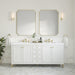Chicago 72" Double Vanity, Walnut Whisper, w/ 3 CM Siberian Silestone Top w/FreePower Wireless Charger