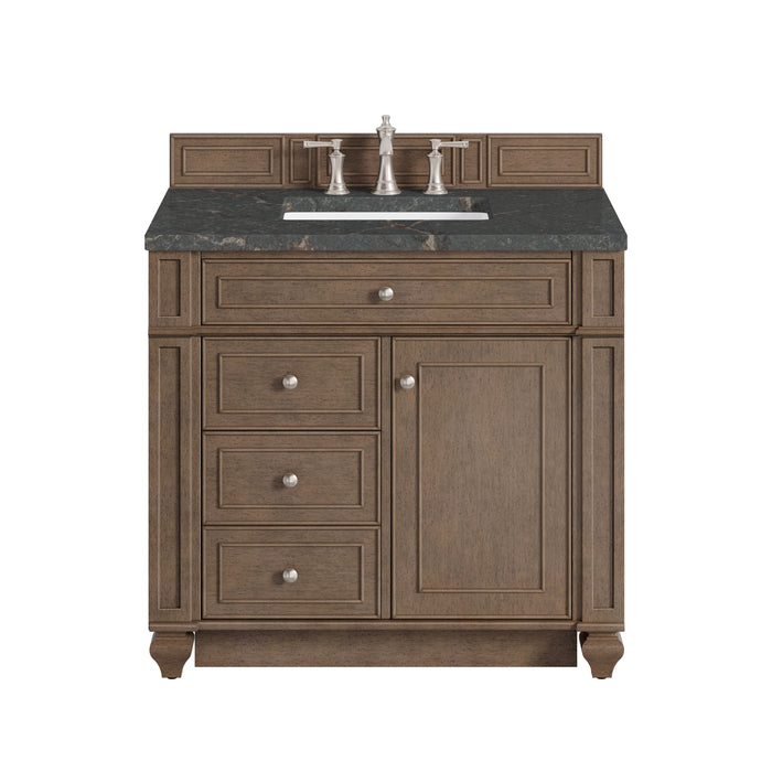 Bristol 36" Single Vanity, Whitewashed Walnut w/ 3 CM Parisien Bleu Silestone Top
