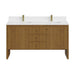 Hudson 60" Double Vanity, Honey Oak w/ Single Hole 3 CM White Zeus Silestone Top and Matching Backsplash