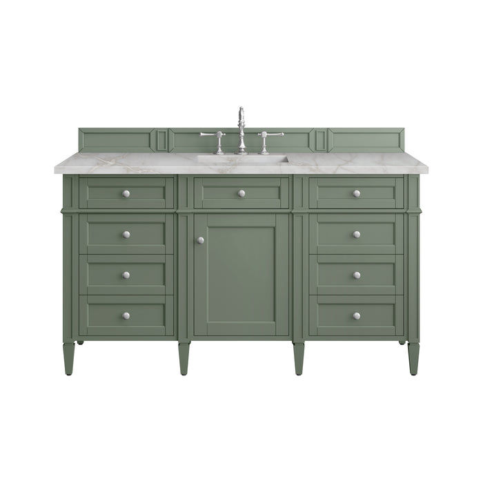 Brittany 60" Single Vanity, Smokey Celadon, w/ 3 CM Phantome Eclos Top