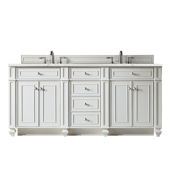 Bristol 72" Double Vanity, Bright White w/ 3 CM Eternal Jasmine Pearl Silestone Top w/FreePower Wireless Charger