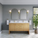 James Martin Hudson 60" Double Bathroom Vanity in Light Natural Oak, shown in a bathroom setting