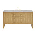 Hudson 60" Single Vanity, Light Natural Oak w/ 3 CM Ethereal Noctis Top