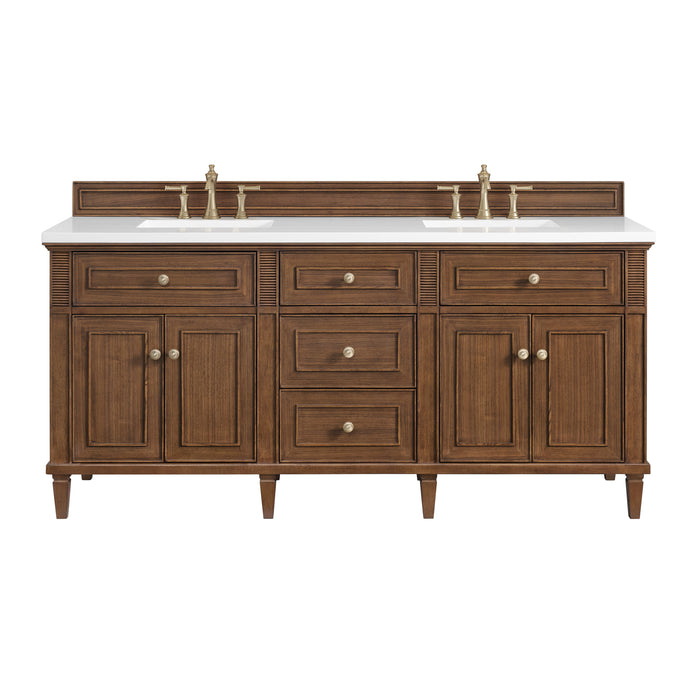 Lorelai 72" Double Vanity, Light Natural Oak, w/ 3 CM Tajnar Eclos Top w/FreePower Wireless Charger