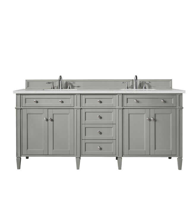 Brittany 72" Double Vanity, Smokey Celadon w/ 3 CM Ethereal Noctis Top w/FreePower Wireless Charger