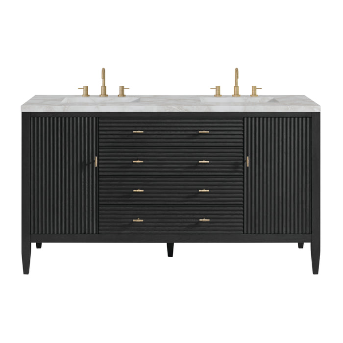 Myrrin 60" Double Vanity, Carbon Oak w/ 3 CM Ethereal Noctis Silestone Top