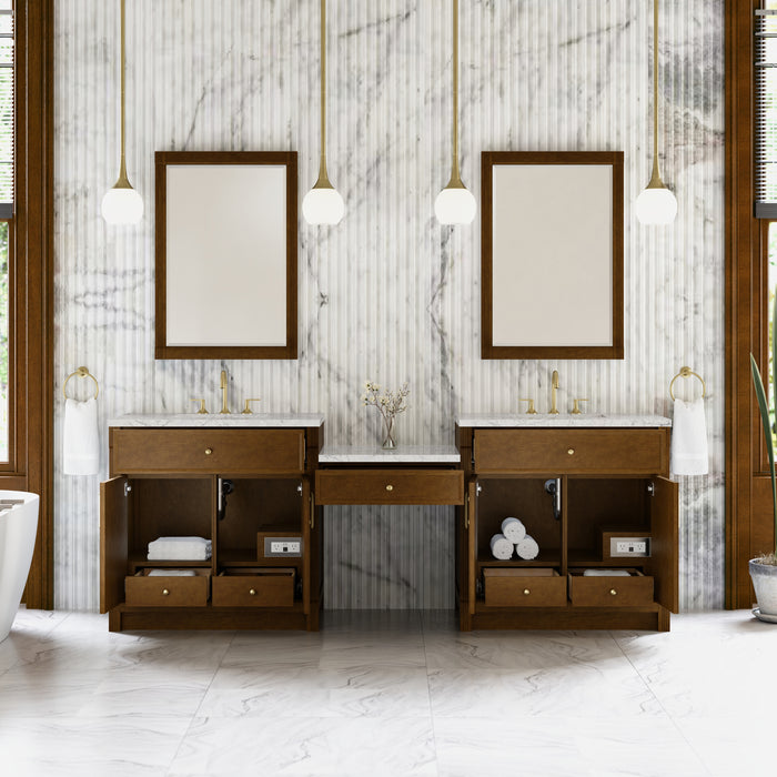 James Martin Vanities Bellshire 96" Dual Vanity Set with 24" Make-Up Counter