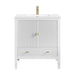 Myrrin 30" Single Vanity, Bright White w/ Single Hole 3 CM White Zeus Silestone Top and Matching Backsplash
