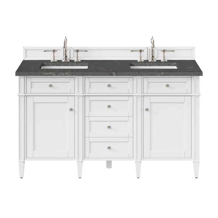 Brittany 60" Double Vanity, Victory Bleu w/ 3 CM Victorian Silver Silestone Top