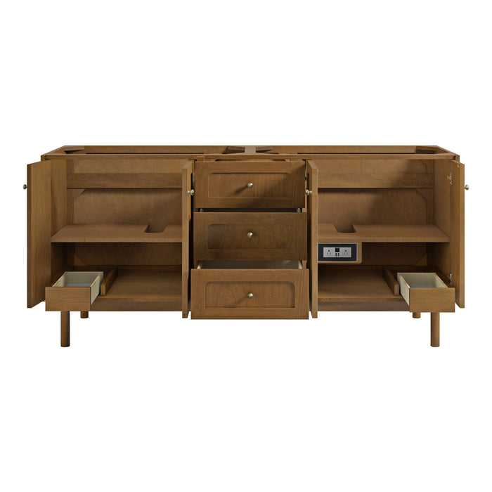 Laurent 72" Double Vanity, Light Natural Oak, w/ 3 CM Tajnar Eclos Top