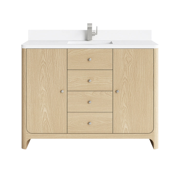 Gracyn 48" Single Vanity, Coastal Driftwood, w/ 3 CM White Zeus Quartz Top
