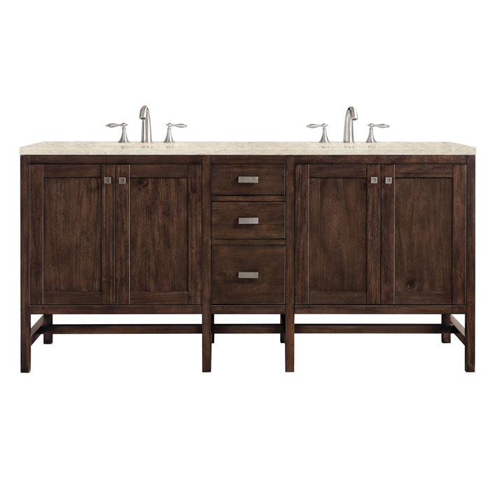 Addison 72" Double Vanity, Mid-Century Acacia, w/ 3 CM Tajnar Eclos Top