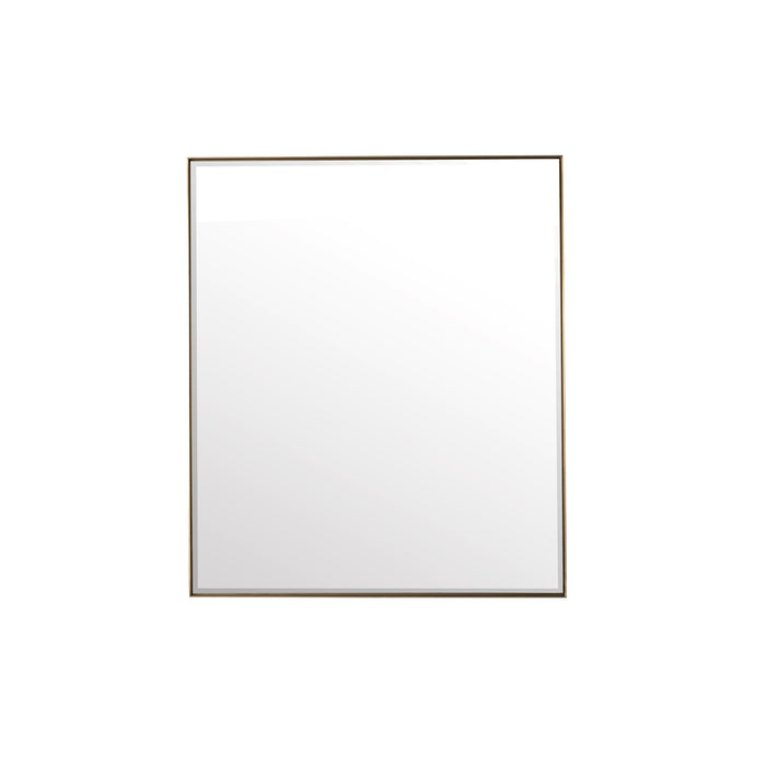 Rohe 36" Rectangular Mirror, Champagne Brass