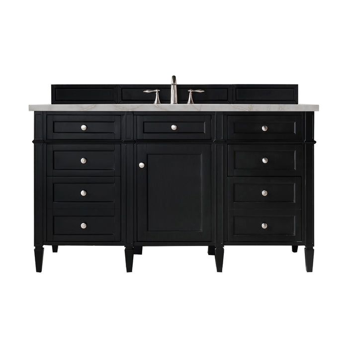 Brittany 60" Single Vanity, Black Onyx, w/ 3 CM Siberian Silestone Top w/FreePower Wireless Charger