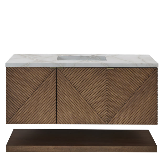 Marcello 48" Single Vanity, Chestnut w/ 3 CM Victorian Silver Silestone Top