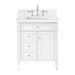 Brittany 30" Single Vanity, Bright White, w/ 3 CM White Zeus Silestone Top