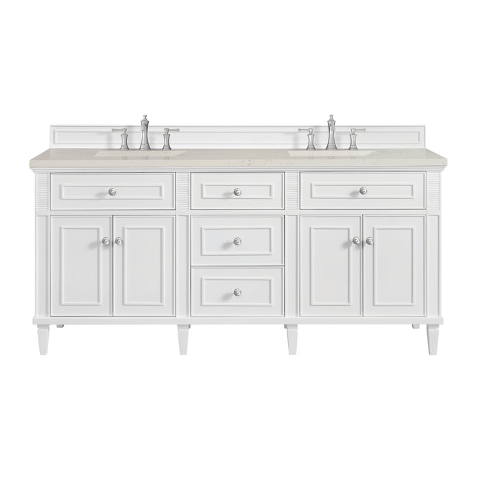 Lorelai 72" Double Vanity, Bright White w/ 3 CM Charcoal Soapstone Silestone Top