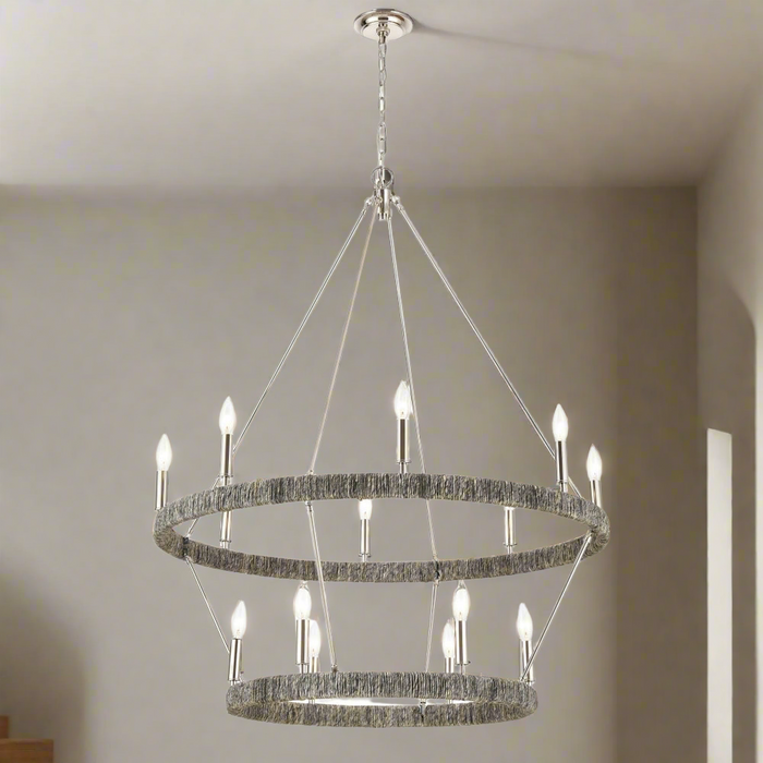 Elk Lighting Abaca Polished Nickel 14 Light Chandelier