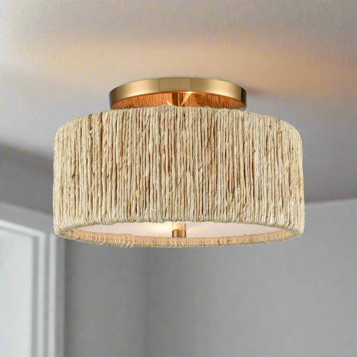 Elk Lighting Abaca Satin Brass 2 Light Semi-Flushmount