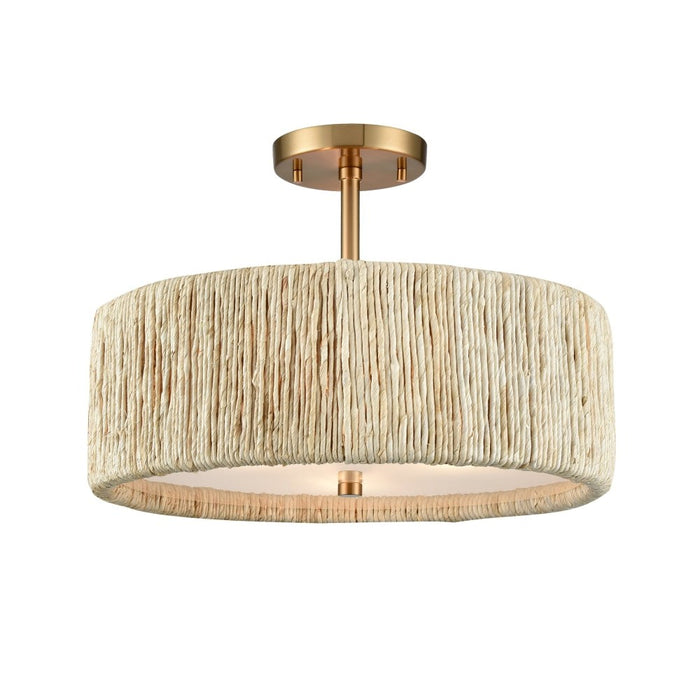 Elk Abaca Satin Brass 3 Light Semi-Flushmount 32469/3