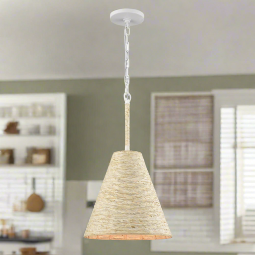 Elk Lighting Abaca Textured White 1 Light Pendant