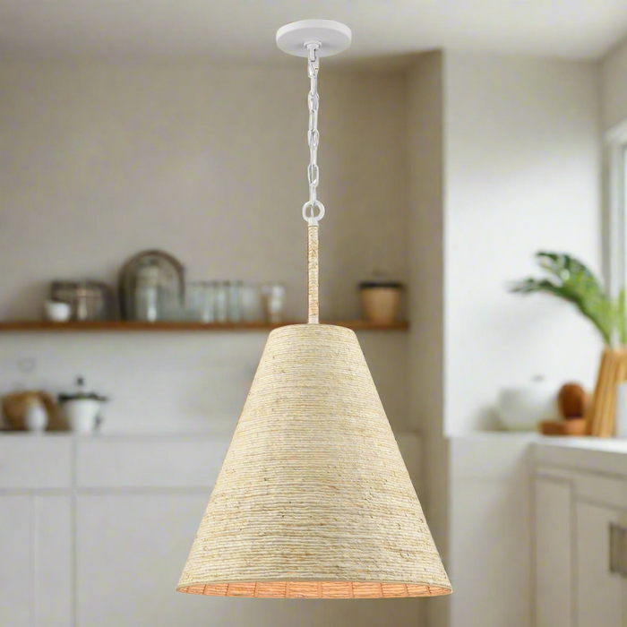 Elk Lighting Abaca 17" Textured White 1 Light Pendant 32456/1