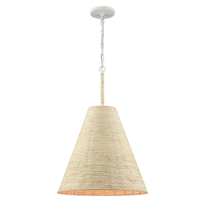 Elk Abaca Textured White 1 Light Pendant 32456/1