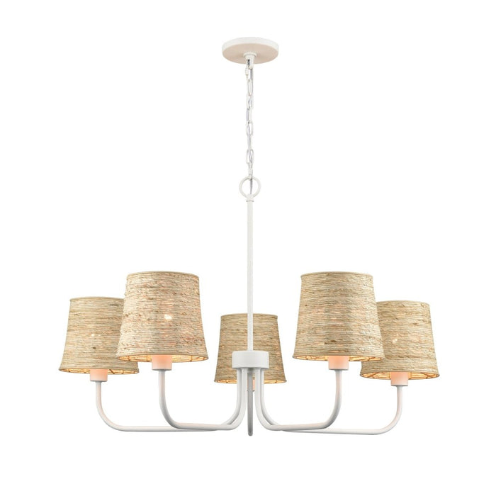 Elk Abaca Textured White 5 Light Chandelier 32457/5