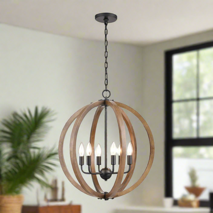 Elk Lighting Barrow Matte Black 22'' Wide 6-Light Chandelier