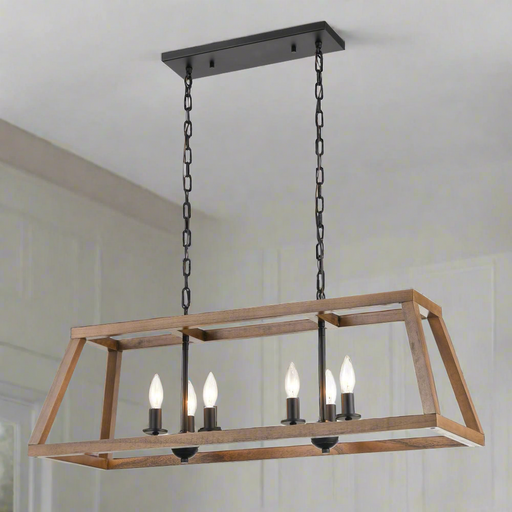 Elk Lighting Barrow Matte Black 36'' Wide 6-Light Linear Chandelier