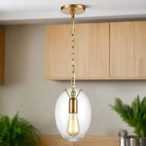 Elk Lighting Ellipsa Satin Brass 1 Light Mini-Pendant