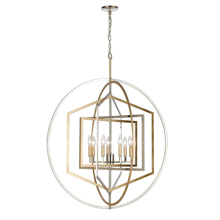 Elk Geosphere Polished Nickel 7 Light Chandelier 12264/7