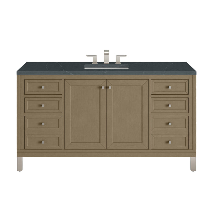 Chicago 60" Single Vanity, Smokey Celadon, w/ 3 CM Tajnar Eclos Top