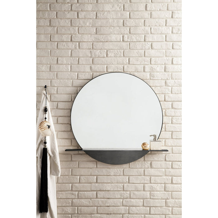 James Martin Platform 36" Mirror in Modern Iron, shown in a bathroom setting