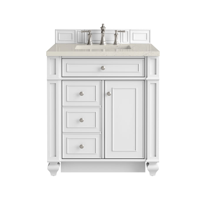 Bristol 30" Single Vanity, Bright White, w/ 3 CM Siberian Silestone Top