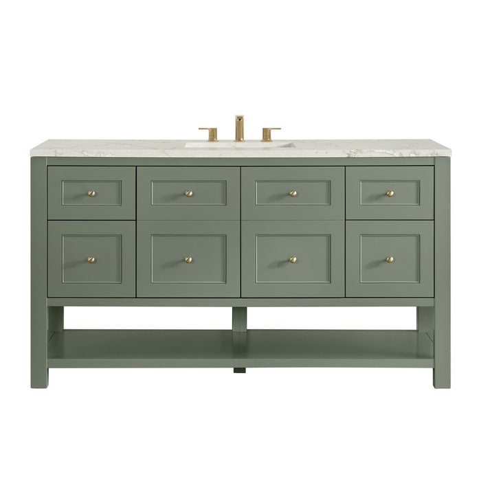 Breckenridge 60" Single Vanity, Light Natural Oak, w/ 3 CM Siberian Silestone Top w/FreePower Wireless Charger