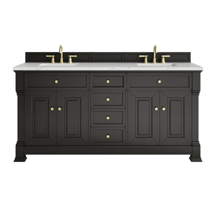 Brookfield 72" Double Vanity, Black Onyx w/ 3 CM Ethereal Noctis Silestone Top