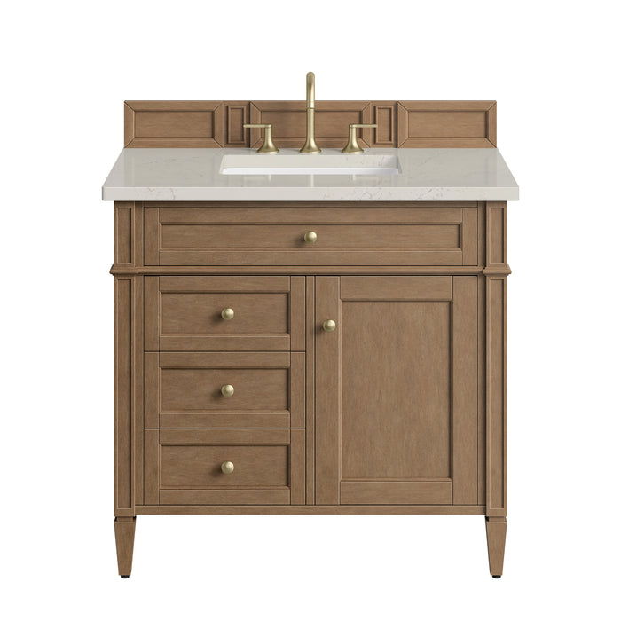 Brittany 36" Single Vanity, Pecan w/ 3 CM Siberian Silestone Top