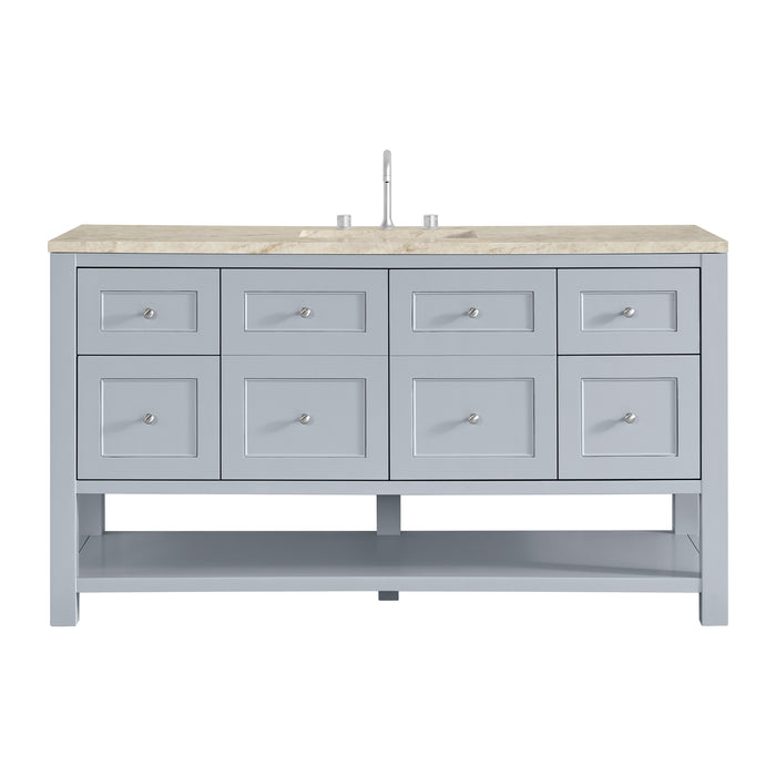 Breckenridge 60" Single Vanity, Smokey Celadon, w/ 3 CM Victorian Silver Quartz Top