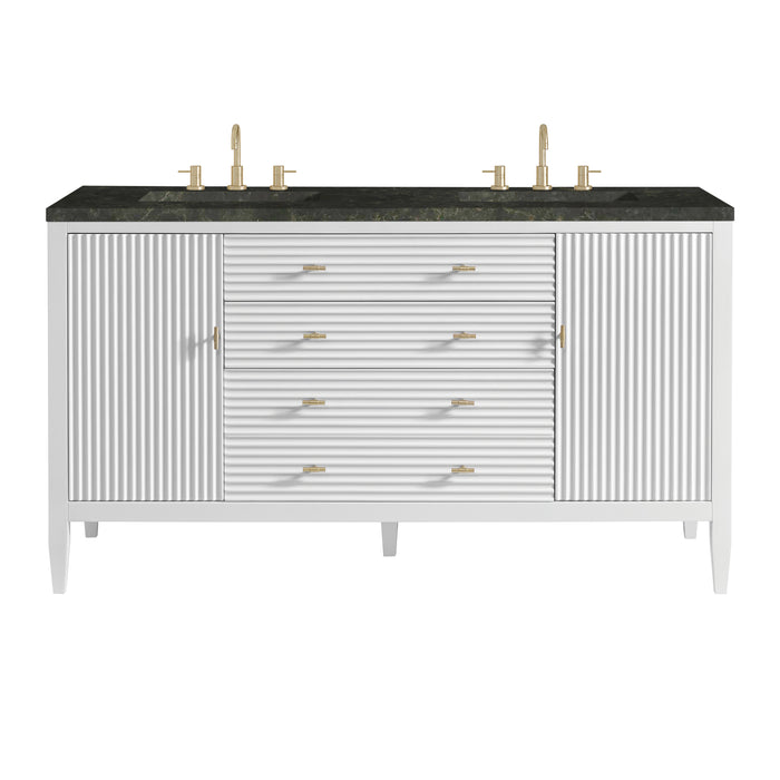 Myrrin 60" Double Vanity, Bright White, w/ 3 CM Phantome Eclos Top