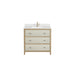 Celeste 36" Single Vanity, Sunwashed Oak with Embossed Shagreen w/ Single Hole 3 CM White Zeus Silestone Top & Backsplash