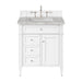 Brittany 30" Single Vanity, Bright White, w/ 3 CM Victorian Silver Silestone Top