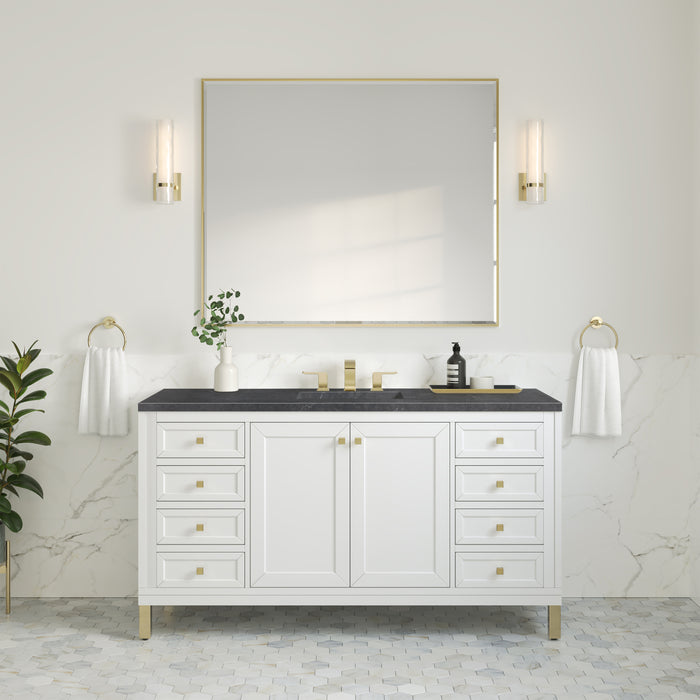Chicago 60" Single Vanity, Walnut Whisper, w/ 3 CM Parisien Bleu Silestone® Top
