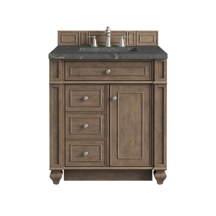 Bristol 30" Single Vanity, Whitewashed Walnut w/ 3 CM Parisien Bleu Silestone Top