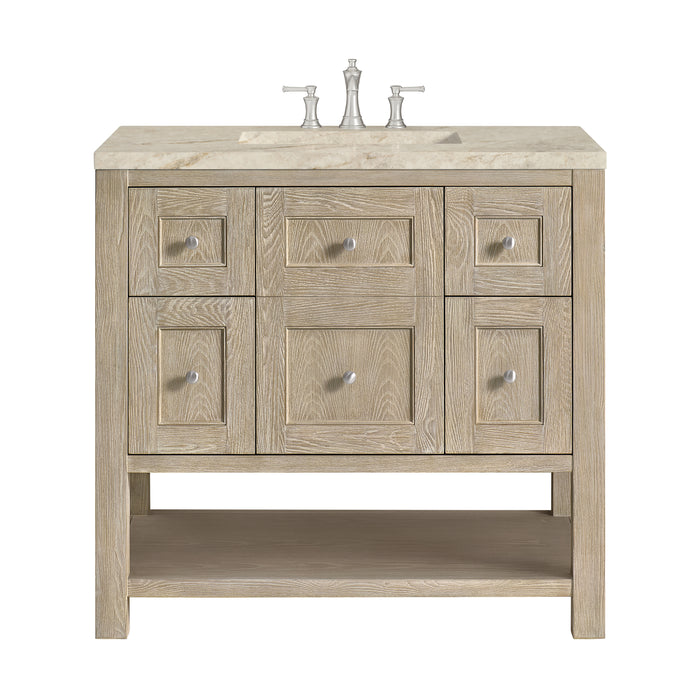 Breckenridge 36" Single Vanity, Whitewashed Oak, w/ 3 CM Tajnar Eclos Top