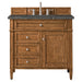 Brittany 36" Single Vanity, Saddle Brown w/ 3 CM Parisien Bleu Silestone Top