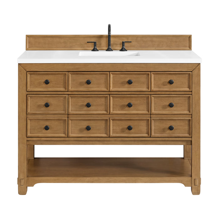 Malibu 48" Single Vanity, Amber Birch w/ 3 CM White Zeus Silestone Top