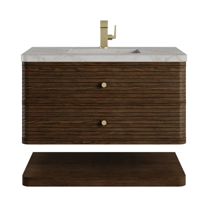 Allamari 36" Single Vanity, Sable w/ Single Hole 3 CM Victorian Silver Silestone Top